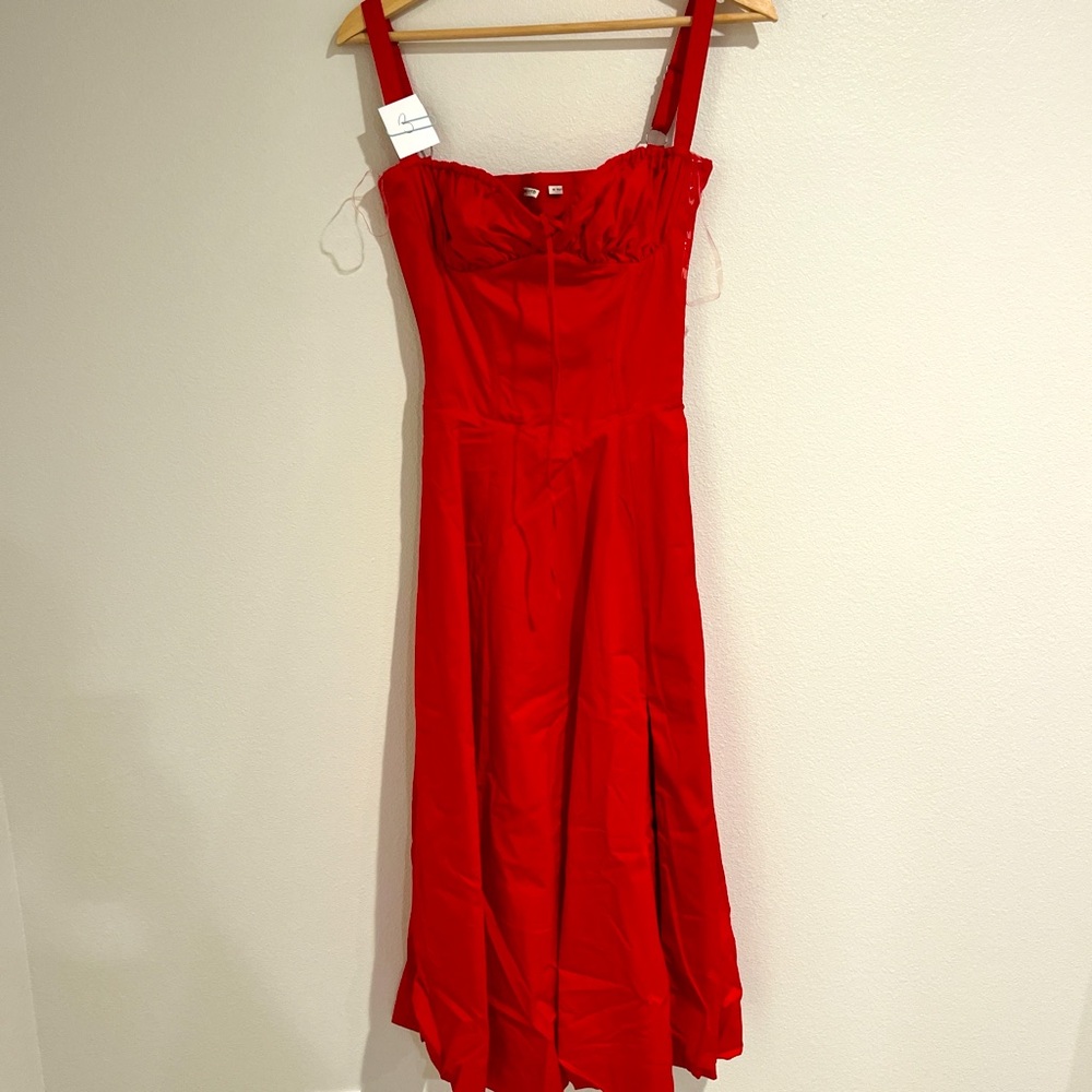 (3) HOUSE OF CB 'Carmen' Red Rose Bustier Sundress/Size XS(Larger Cup)-US 2-4